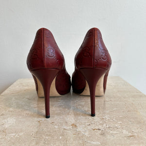 Pre-Owned GUCCI Guccissima Horsebit Peep Toe Pumps Size 39