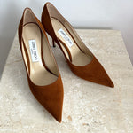 Pre-Owned JIMMY CHOO Tan Suede Love 85 Pumps Size 38.5