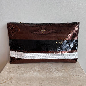 Pre-Owned PRADA Paillettes Pochette Sequin Clutch