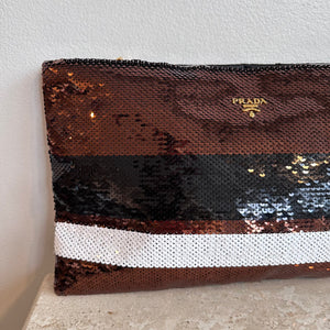 Pre-Owned PRADA Paillettes Pochette Sequin Clutch