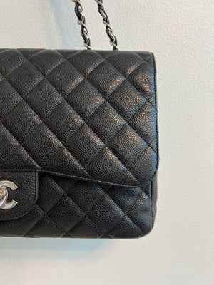 CHANEL Black Caviar Jumbo Classic Double Flap Bag  Fashion Reloved