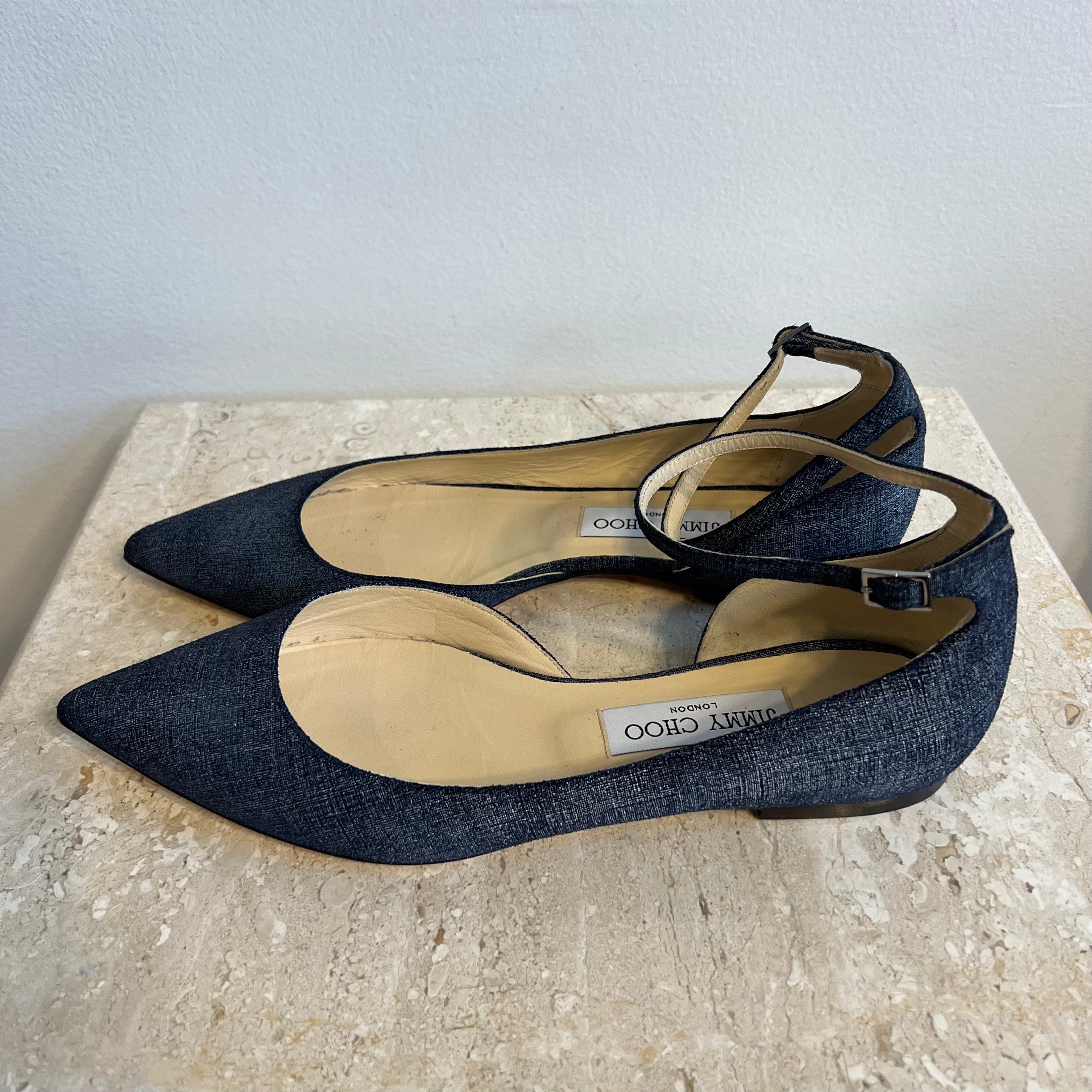 Authentic JIMMY CHOO Denim Flats - Size 39 – Valamode