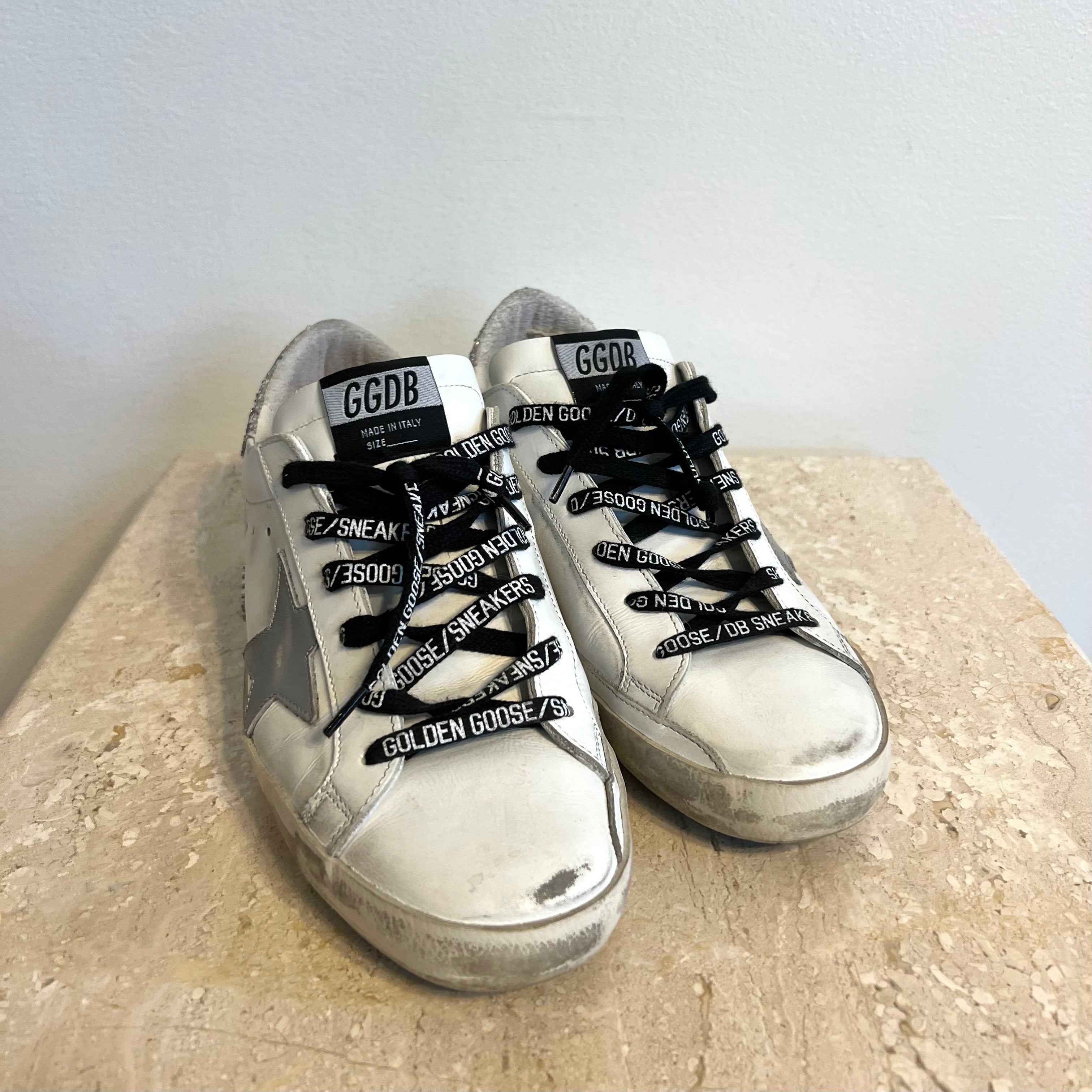 Authentic GOLDEN GOOSE Superstar White Leather Sneakers - Size 38