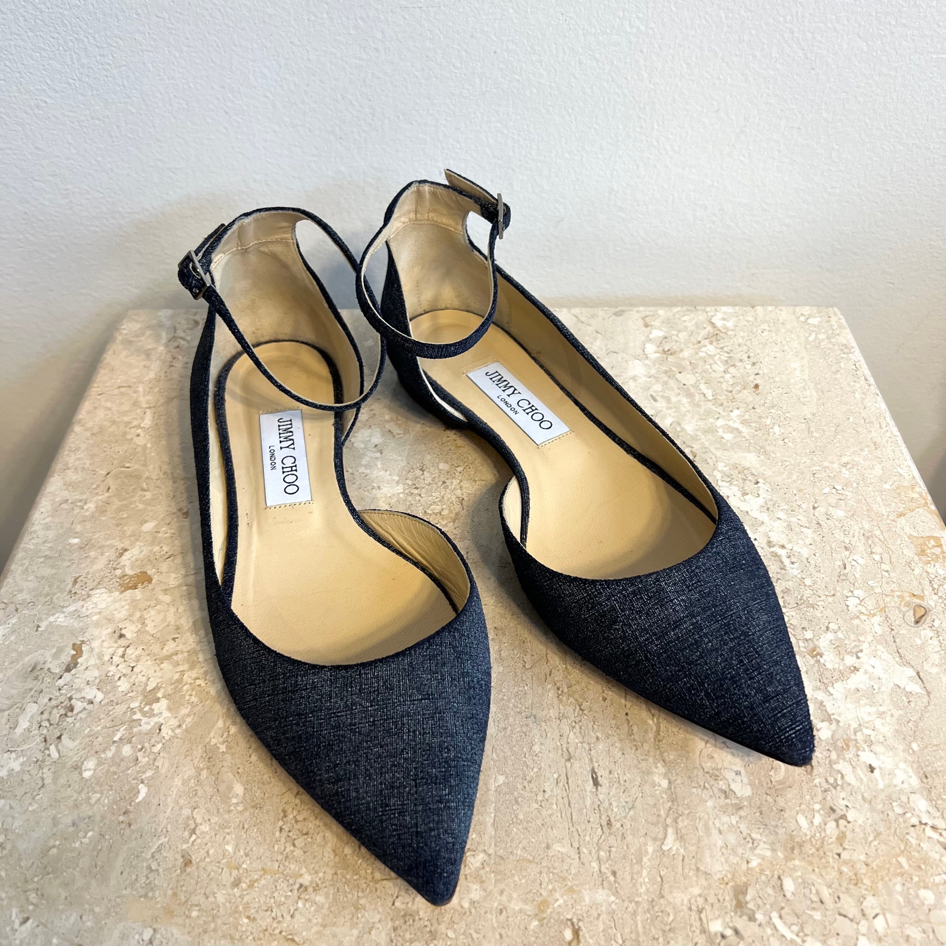 Authentic JIMMY CHOO Denim Flats - Size 39 – Valamode