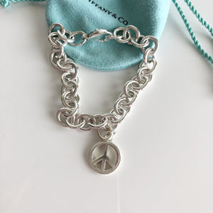 Authentic Tiffany Co Peace Sign Bracelet Mini Pendant Sterling  Etsy