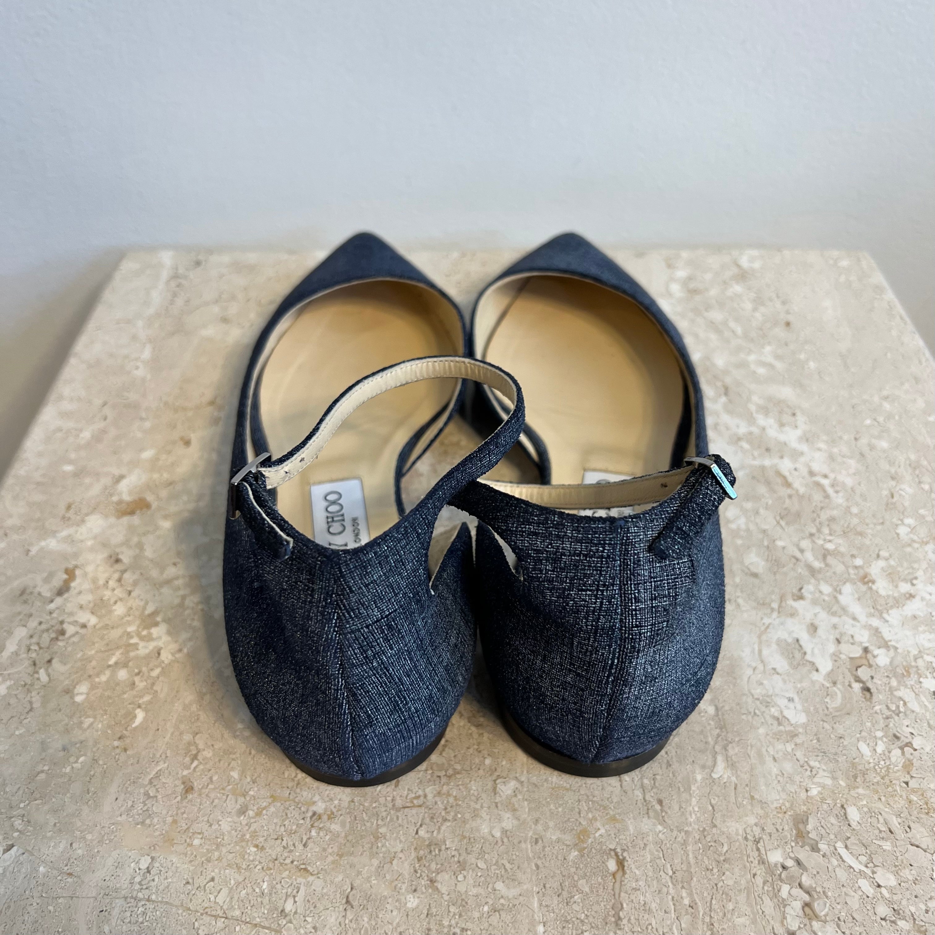 Authentic JIMMY CHOO Denim Flats - Size 39 – Valamode