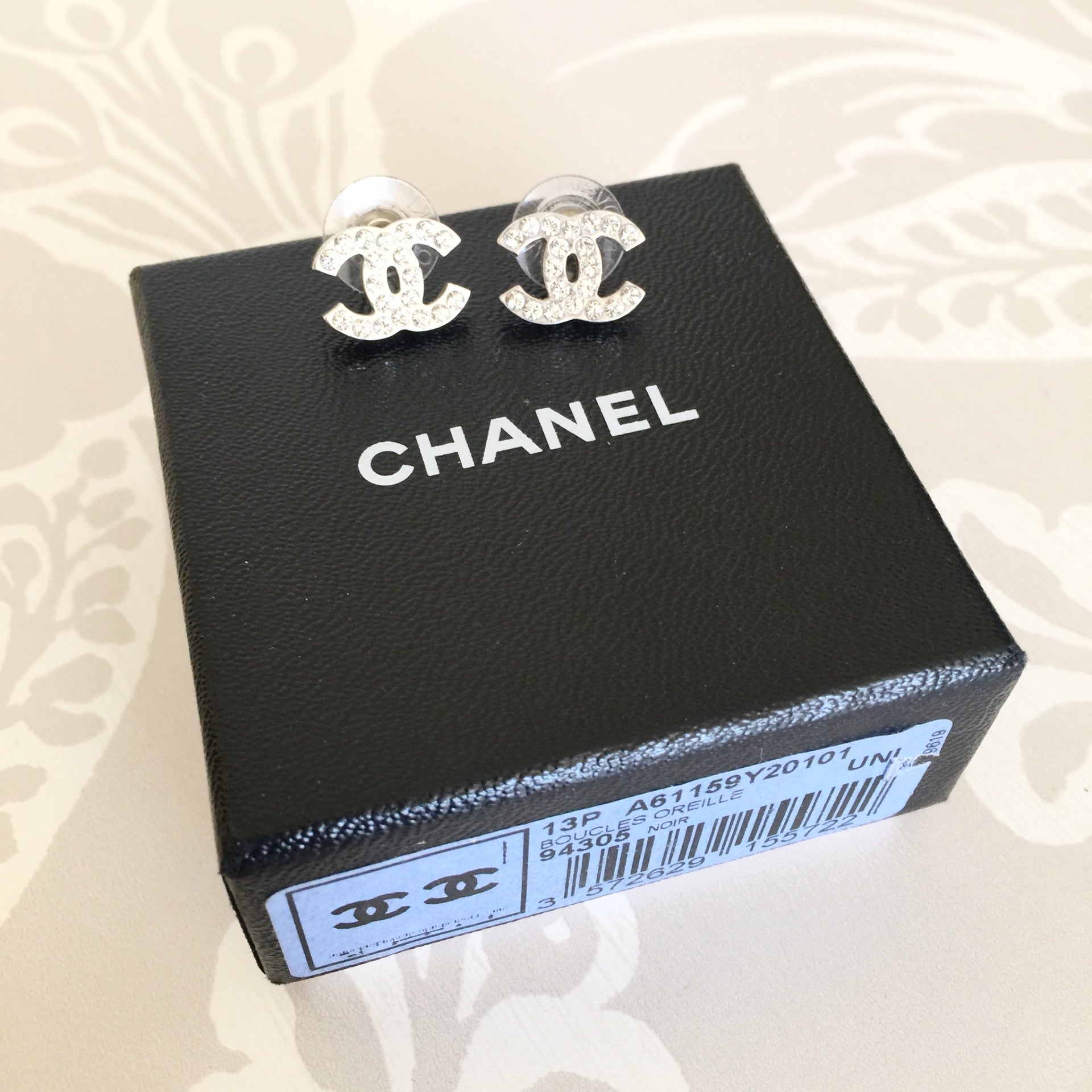 Authentic CHANEL Crystal CC Earrings –